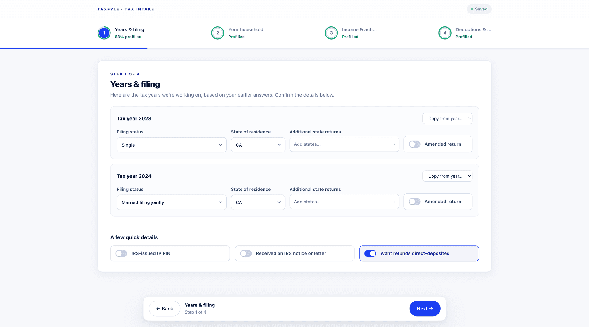 Multi-Year Tax Organizer